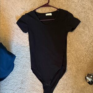 Classic Black Womens Bodysuit Tee Piece